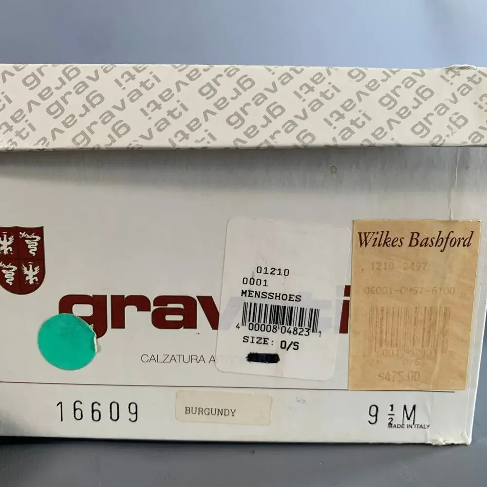 GRAVATI Size 9.5 Burgundy 16609 Solid Leather Derby Lace Up Shoes